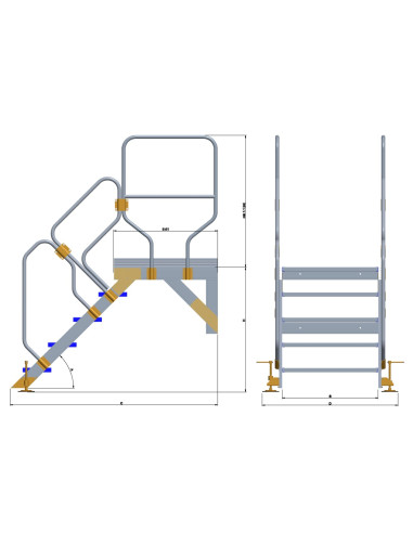 Schody magazynowe z zabezpieczeniem Drabex