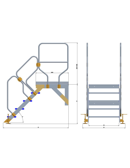 Schody magazynowe z zabezpieczeniem Drabex